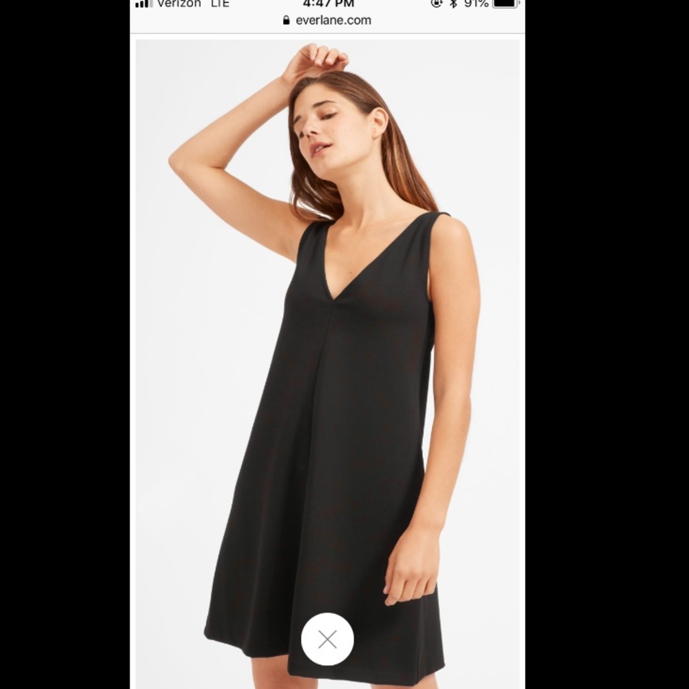 Black Everlane Deep V-Neck A-line Dress